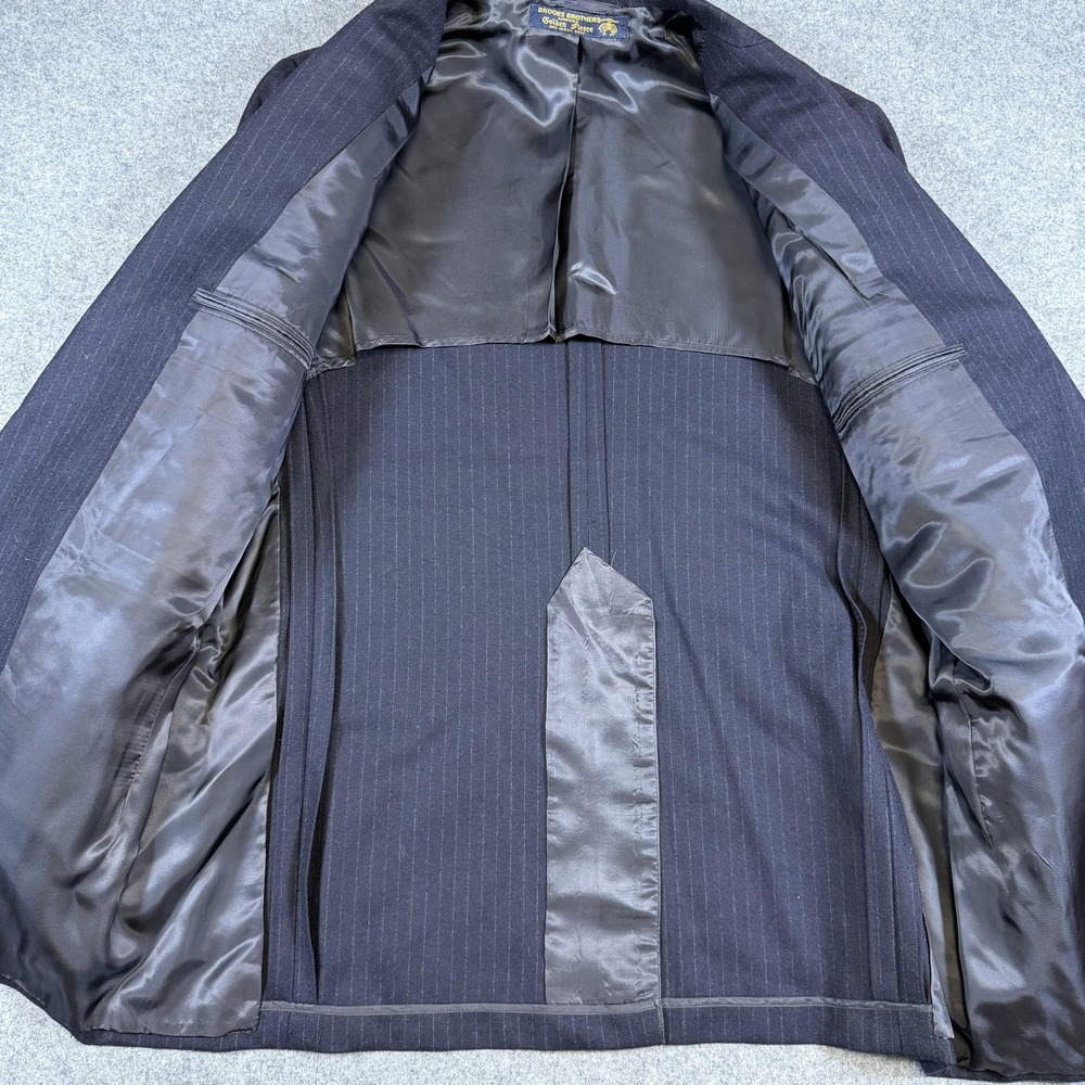 Vintage Brooks Brothers Golden Fleece Suit Jacket Mens 44 Blue Pinstripe Wool - Picture 6 of 13